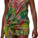 OYOANGLE Women's Floral Print Summer Sundress Sleeveless Tie Backless Wrap Halter Mini Dresses (Yellow), Size X-Small
