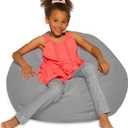 Posh Beanbags Big Comfy Bean Bag Chair: Posh Large Beanbag Chairs with Removable Cover for Kids, Teens and Adults - Polyester Cloth Puff Sack Lounger Furniture for All Ages - 27 Inch - Solid Gray