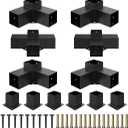 Heavy Alloy Steel Pergola Kit with 3-Way Brackets for 4"x 4" (Actual 3.6" X 3.6") LumberDIY Pergola Brackets Suitable for PergolasGardensand Metal Gazebo Kits - Includes Screws