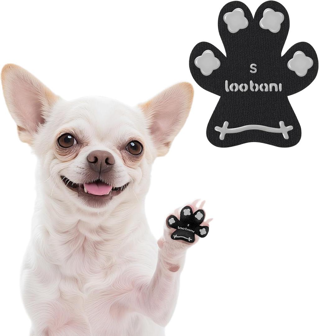 Dog Paw Protector for Senior Dogs - Anti-Slip Dog Paw Pads for Dogs Traction on Hardwood Floors, Paw Grips Stickers with Stronger Adhesive for Slippery Floors, 12 Sets (48pcs) Clover Black S