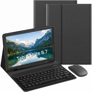 Keyboard Case for Samsung Galaxy Tab A7 Lite 8.7 inch 2021,Samsung Galaxy Tab A7 Lite Case with Pen Slot Detachable Folio Keyboard Cover with Mouse(SM-T220/T225/225N/T227)(Black)