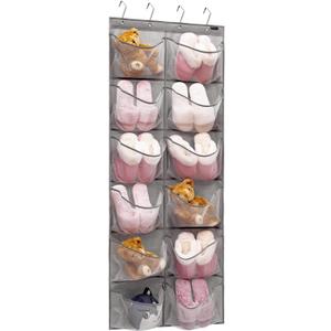 Extra Large Mesh Pockets Shoe Organizer Hanging Rack for Bedroom & Bathroom Storage (12 Large Pockets)