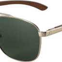 ZENOTTIC Aviator Wood Polarized Sunglasses for Men 100% UV Protection Fishing Driving Golf
