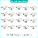 Keenkee 20PCS 1/5 Inch 5mm Metal Shelf Pegs Pins Clips Replacement Kitchen Cabinet Shelves Support Holders for Bookshelf Bookcase Cupboard Adjustable Wood Glass Shelving Hold Nickel
