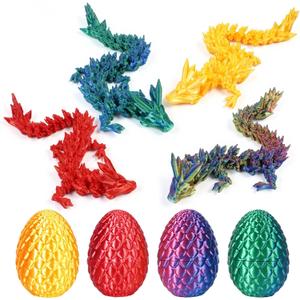 VivaNova 4 Pack 3D Printed Easter Dragon Eggs, Prefilled Easter Eggs with Articulated Mini Dragons Inside, Easter Basket Stuffers, Easter Egg Fillers, Dragon Fidget Toys, Classroom Exchange Gifts