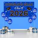 3 x Graduation Party Decorations 2026 Plastic Backdrop - 65" x 32.7" Congrats Grad Banner in Blue, Large Class of 2026 Decorations, Photography & Grad Party Supplies