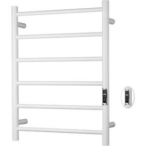 Heated Towel Racks for Bathroom, Wall Mounted Electric Towel Warmer Racks with Timer & Temperature Control, 6 Bar Stainless Steel Towel Heater for Bathroom, White, Plug-in