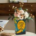 LIFFY Book Vase for Flowers, Ceramic Flower Vase Bookshelf Decor, Unique Book Shape Decration Vase Bookend Gift for Book Lovers(Teal Blue, Wizard of Oz)