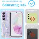 2 x Compatible for Samsung Galaxy A35 5G Case, Pretty Butterfly Print Three-Dimensional Wave Clear Case for Girls Women, Soft Full Package Anti-Fall Cover for Galaxy A35 5G, Water Blue Butterfly