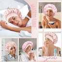 BONNET QUEEN Small Satin Bonnet Silk Bonnet for Sleeping Women Double Layer Reversible Hair Bonnet Adjustable Sleep Cap (Jade+pink)