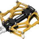 ROCKBROS Mountain Bike Pedals MTB Pedals CNC Non-Slip Lightweight Aluminum Alloy Bicycle Pedals Sealed Bearings Bicycle Platform Pedals 9/16" BMX Road Bike Pedal (Gold)