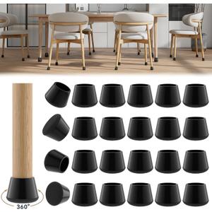 24PCS Upgraded Silicone Chair Leg Floor Protectors for Hardwood Floors, Furniture Sliders for Chair Legs, 360°Felt Pad Bottom Wrapped Thickening Furniture Pads Cap Covers to Scratch and Reduce Noise