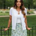 GRACE KARIN Women Short Sleeve Cardigan, 2026 Summer Knitted Sweater Tops, Basic Crew Neck Crop Outfits (White, M)