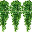 Ageomet 3pcs Artificial Hanging Plants, 3.6ft Fake Ivy Vine for Wall House Room Indoor Outdoor Decoration (No Baskets)