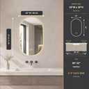 LAIYA 36X22in Oval LED Bathroom Mirror, Frameless Backlit Anti-Fog Dimmable | CRI 95+ 24V IP65 strip, 3000K-6000K colors, 10%-100% brightness, memory, 5mm copper-free glass, vertical/horizontal install.
