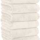 MOONQUEEN 6 Pack Premium Hand Towels - Quick Drying - Microfiber Coral Velvet Highly Absorbent Towels - Multipurpose Use as Hotel, Bathroom, Shower, Spa, Hand Towel 16 x 28 inches (Cream)