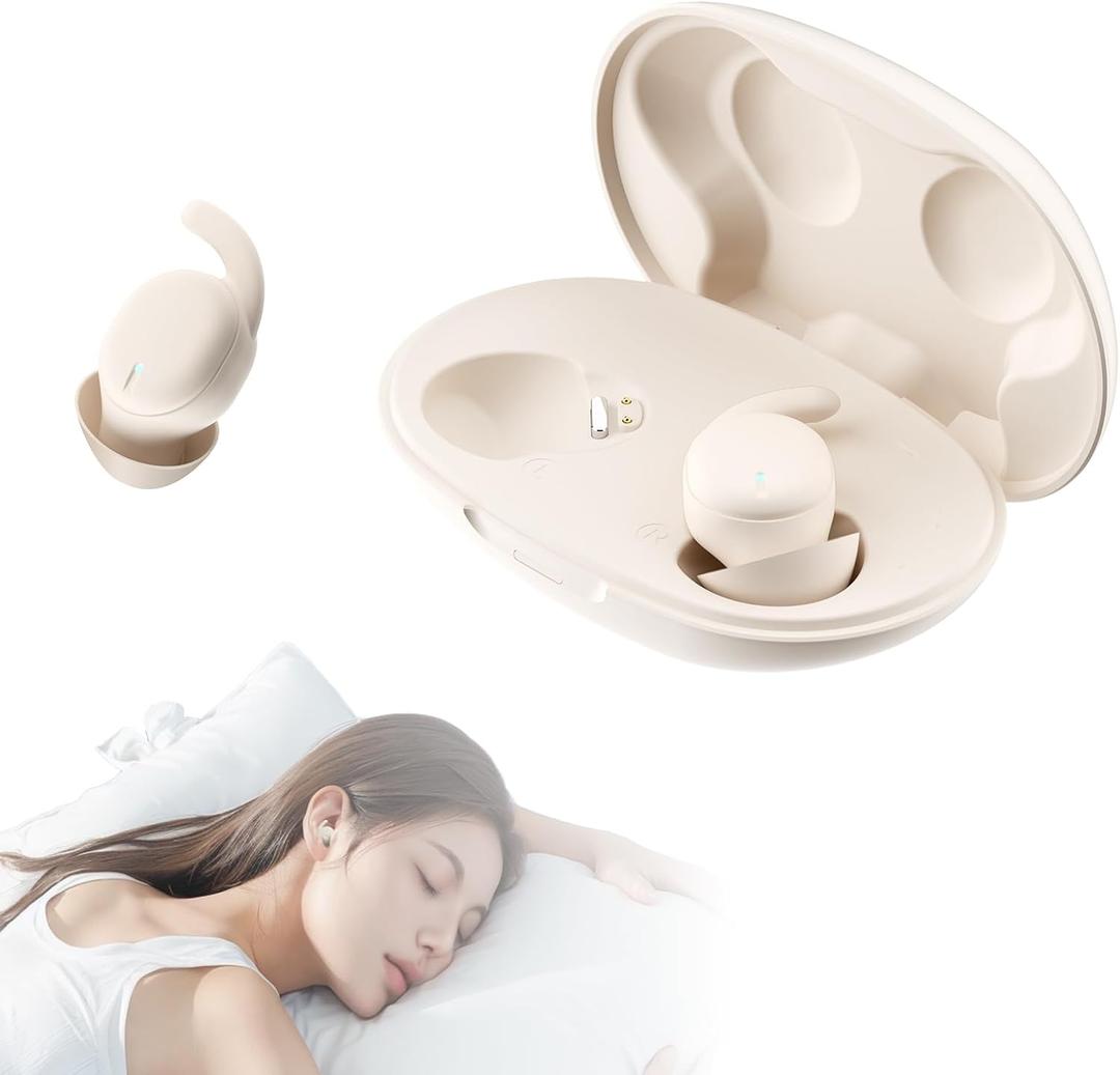 Invisible Sleep Earbuds, Bluetooth, Noise Reduction, Touch Control, 6H Playtime, Timer, Music and Sleep Mode, Sleeping Buds for Side Sleepers (Ivory)