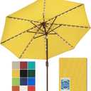 EliteShade USA 10-Year-Non-Fading 9ft Market Patio Umbrella, Commercial Grade Table Sun Umbrella with 80 Solar LED Lights, Crank Open, Windproof & UPF 50+ UV Protection for Garden, Deck, Pool, Backyard, Sunflower Yellow