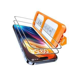 TOCOL for iPhone 15 Pro Max Screen Protector 9H Hardness Military Grade Shatterproof HD Tempered Glass for Full Coverage Easy Installation