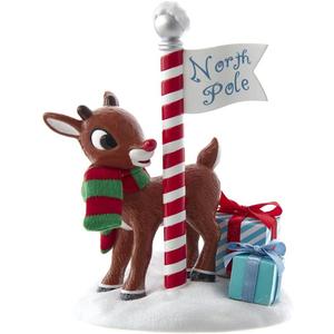 Kurt S. Adler 6.5-Inch Fabrich Rudolph North Pole Table Piece