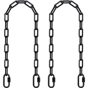SELEWARE 2 Pack 40 Inch Hanging Swing Chain with 4 Carabiners, 1000LB Capacity Plastic Coated Hanging Chains, Hammock Hardware Kit for Swing, Hanging Chair, Punching Bags, Indoor Outdoor Gym (Black)