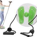 Ab Twist Waist Disc Board, Adjustable Waist Trainer Twisting Disc with Handles, Waist Slimming Balance Rotating Disc with Massage Foot Sole for Slimming Waist Arms Hips and Thighs (Green B)