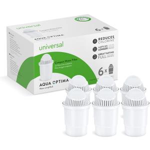 Aqua Optima Replacement for Brita Water Filter, Pitchers and Dispensers, Mavea, Up and Up, Great Value, Reduces Plastic, Exceptional Value, NSF Certified Pitcher Water Filter, Compact Size, 6 Count