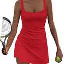 UNIANKIYA Womens Tennis Dress with Built in Shorts Workout Dress Athletic Mini Sundress Backless Summer Dresses Golf Outfits Large