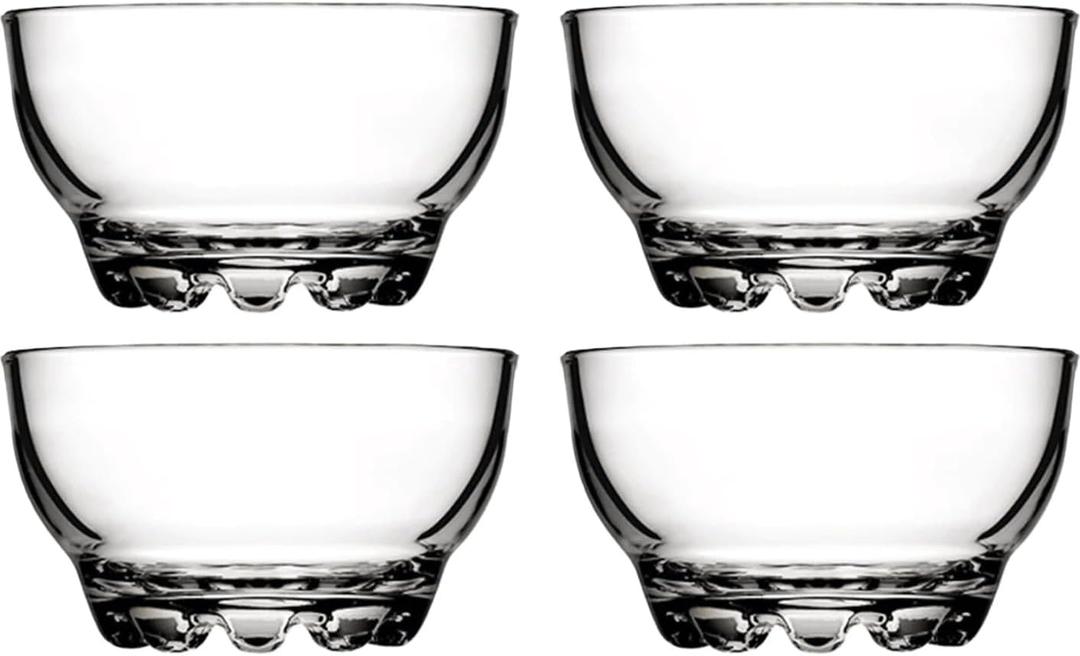 BOHEM'S Clear Glass Bowls Set for Kitchen, Small Serving Bowls for Dessert, Snack, Cereal, Fruit, Nuts, Ice Cream, Dipping Prep Bowls, 9.5 oz, Set of 4 (Clear)