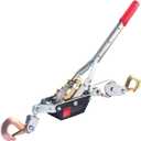 Come Along Winch,2 Ton Capacity with 12FT Steel Cable,Heavy Duty Come Along Tool with Dual Gears,2 Hooks,Hand Winch Tool for Road Vehicle Recovery and Pulling Tree,Fence Stretcher,Frame