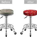 ICOMON 12 Inch Padded Christmas Round Bar Stool Cover Cushion with Elastic Fabric Round Chair Seat Cushion for Wooden Metal Stools