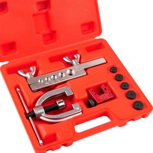 Brake Line Flaring Tool Kit with 5 Adapters, Flare Tool Kit with 45 Degrees, Double & Single Flaring Tool Kit for Brake Line, Brass Tubing, Copper and Aluminum