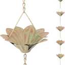 taman Rain Chain Set, 5.6ft Flower Rain Chain for Gutters,Functional and Decorative Replacement Downspout Rain Chain for Outside,Metal Divert Rain Catcher (Bronze)