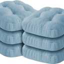 Chair Cushions for Dining Chairs, Dining Chair Cushions, Tufted Indoor Chair Pads with Ties & Non Slip Backing, Seat Cushions for Kitchen Chairs 16.5 x 16.5 x 3.5, Set of 6, Light Blue