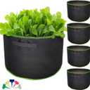 4-Pack 40 Gallon Grow Bags with Green Thread Sewing Fabric Grow Pots Kits with Handles Home Gardening, Black,2 7.5x27.5x15.7 in