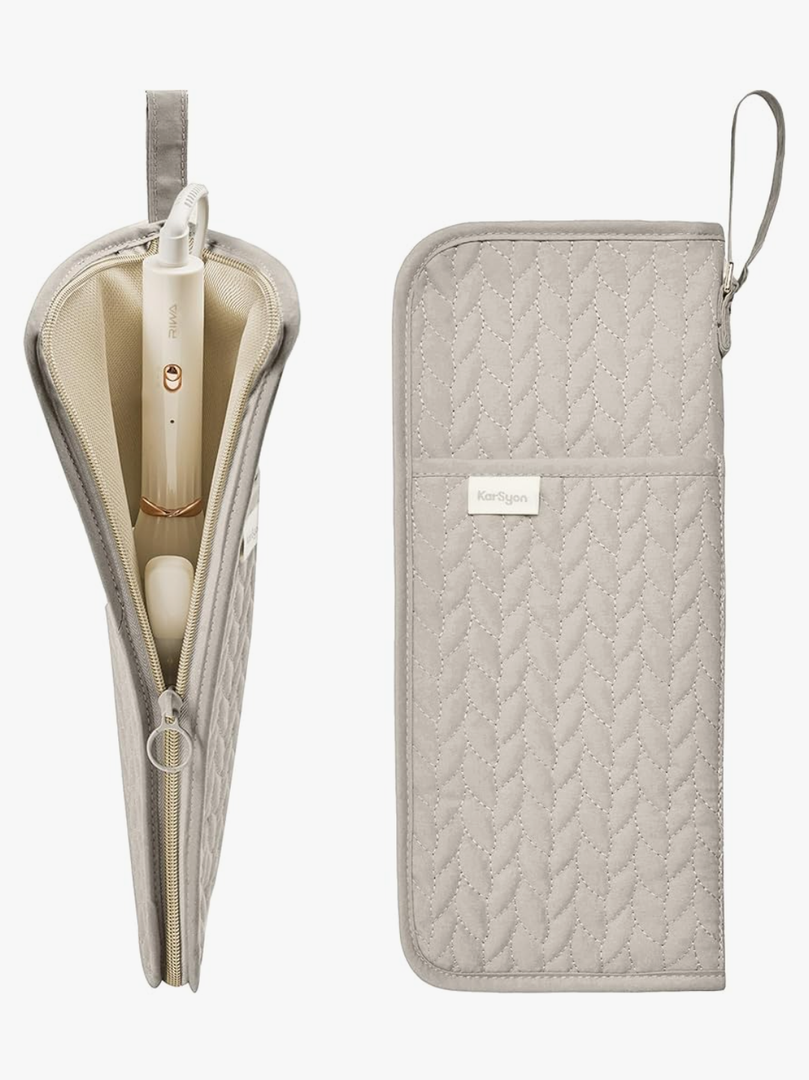 Hot Tools Organizer Heat Resistant Mat Case Hair Tools Holder Travel Bag Portable Hair Styling Tools Cover Pouch for Curling Iron, Flat Iron, Hair Straightener (Camel)