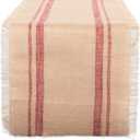 DII Jute Burlap Collection Kitchen Tabletop, Table Runner, 14x108, Double Border Barn Red