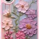 Case for iPhone 16 Plus, Cluster Floral Real Flowers Phone Case for Women, Slim Durable Protective Cover with Oil-Painting Art Design, Military-Grade Drop Protection, Pink 6.7" (iPhone 16 Plus (6.7 inch), Floral Cluster)