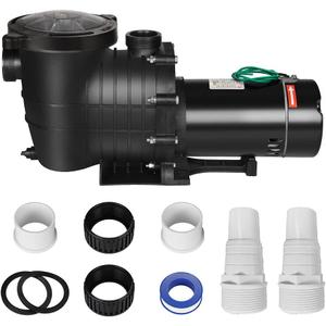 Anbull 1.5HP 6480GPH Pool Pump, Powerful Self Priming Dual Voltage In/Above Ground Swimming Pool Pumps for 15000-31000 Gallons Pools, with Strainer Basket & Drain Plug (1100W/60HZ)