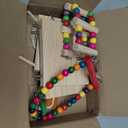 5in1 Bird Parakeet Toys, Detachable Birdie Perches Platform Swing with Climbing Ladder, Parrot Cage Stand Accessories, Wooden Playing Gyms for Conure, Cockatiel, Lovebird Finch, Budgerigar Pigeon