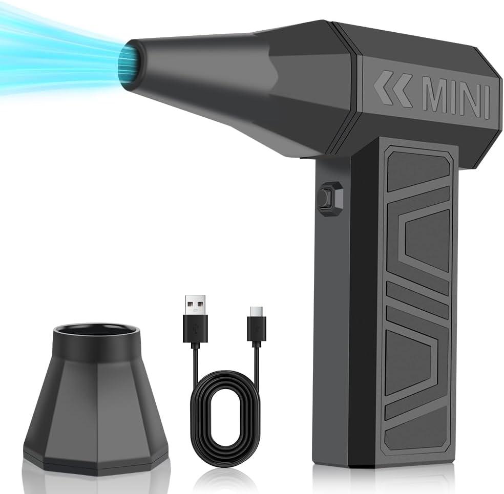 LEEPEE X3 Cordless Air Duster 130,000RPM High-Speed Mini Blower, 4-Gear Adjustable Power Turbo Jet Fan, Portable Dust Blower for Cleaning Electronics, Cars, Homes, and Outdoor Spaces, Black