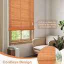 32''W X 72''H Cordless Bamboo Roman Shades, Light Filtering Roll Up Bamboo Blinds for Interior Window Home Patio Porch, Yellow Brown