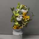 obbsie 23.5" Faux Flowers in Vase, Silk Sunflower Artificial Flowers with Metal Pot Fake Sunflowers with Vase Flowers Arrangement Centerpieces for Table Kitchen Dining Living Room Home Spring Decor