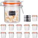 Glass Jars With Airtight Lids, Mason Jars 8 oz,Glass Jar With Leak Proof Rubber Gasket 250ml,Storage Jars With Hinged Lid for Home and Kitchen,12 Pack