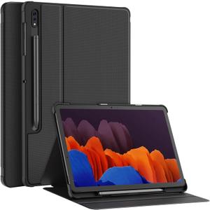 Soke Galaxy Tab S8+/S7 FE/S7 Plus Case with S Pen Holder [SM-X800/X806/T730/T736B/T970/T975] - Shockproof Stand Folio Case for Samsung Tab S8+ 2022/S7 FE 2021/S7 Plus 2020 12.4" Tablet,Dark Grey