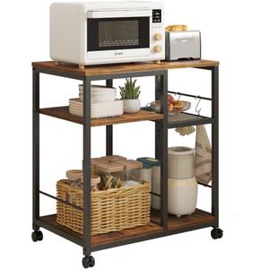 ZIWEI STAR Kitchen Microwave Cart, Microwave Stand, Small Kitchen cart, Bakers Rack Table Coffee Bar Cart with Wheels, Rolling Shelf for Office, Living Room, Balcony, Bedroom.