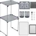 Ctosree 13 Pcs Locker Organizer and Accessories Kit Stackable Mesh Locker Shelf, Pen Holder, Magnetic Mirror, Whiteboard, Cloth, Marker, Magnet for Classroom Back to School Essentials(Gray)