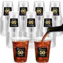 Funnymoom 100 Pack 50th Birthday Cup 12 oz Cheers to 50 Years Happy Birthday Disposable Clear Plastic Cups for Him Men Women Wedding Anniversary Decorations Party Favors