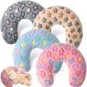 Sweetude 4 Pcs Pillows for Cats Puppy Bed Soft Fluffy Pet Calming Toy Half Donut U Shaped Pet Neck Pillow Training Toy Joint Relief Cervical Protection(Heart,Medium) (Medium)
