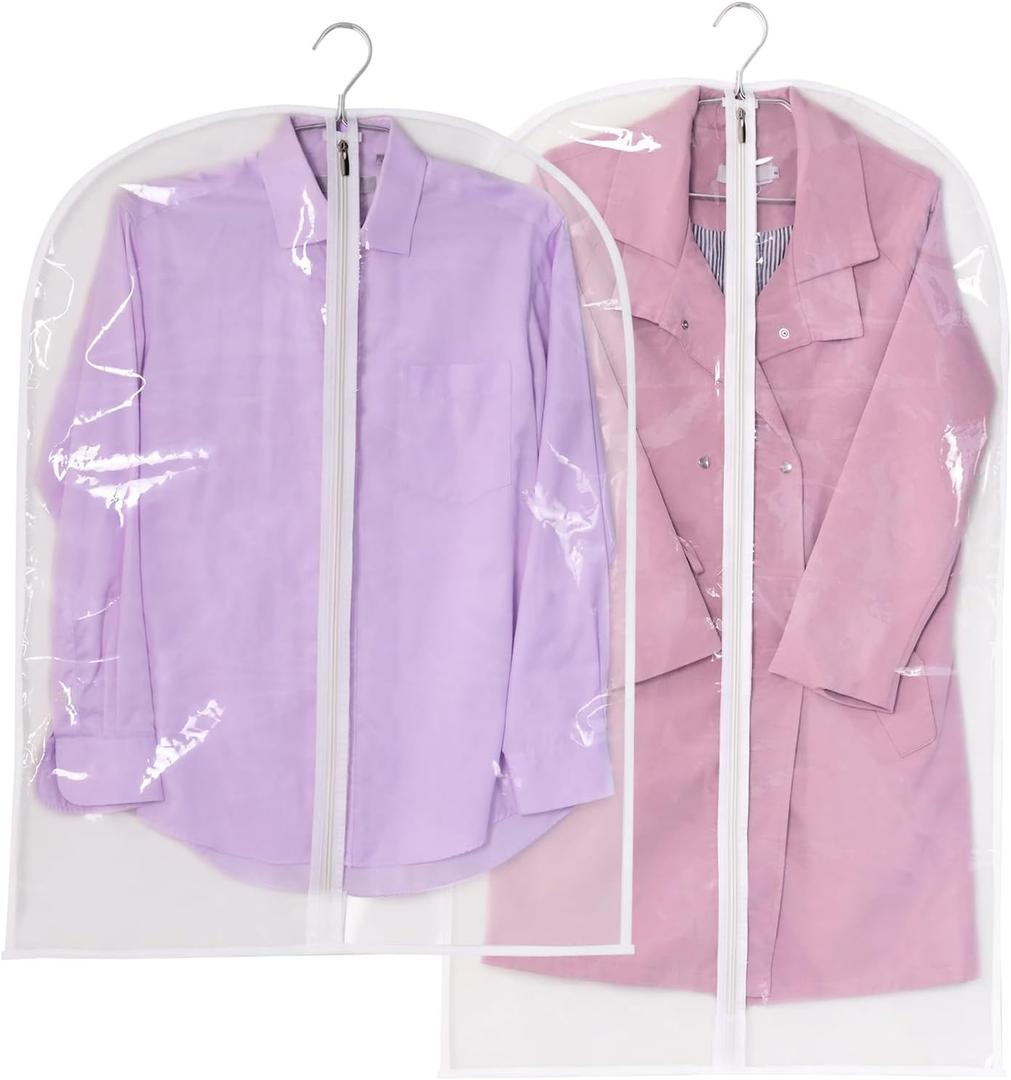 YHNNH Clear Garment Bags for Hanging Clothes, 3 Packs Suit Bags for Closet Storage, Plastic Waterproof Suit Cover Bags with Zipper for Coats, Jackets, Shirts (31 * 24inchs)